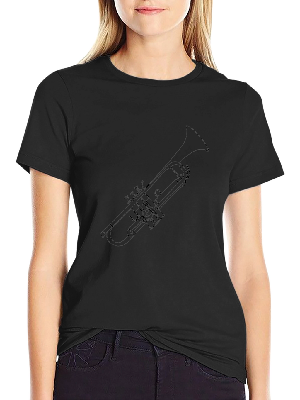 Trumpet Outline Black T-Shirt