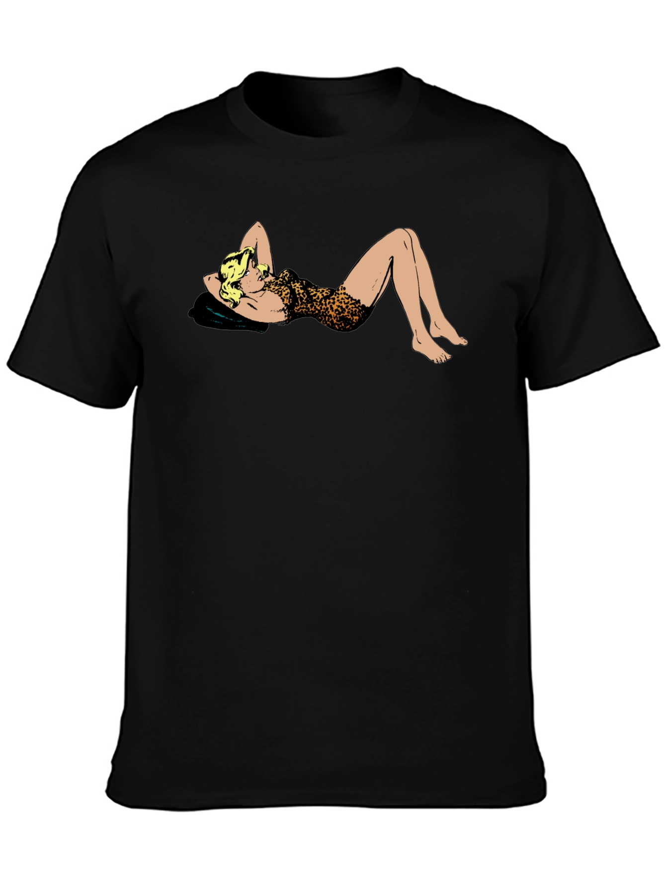 Leopard Print Pin-Up Black T-Shirt