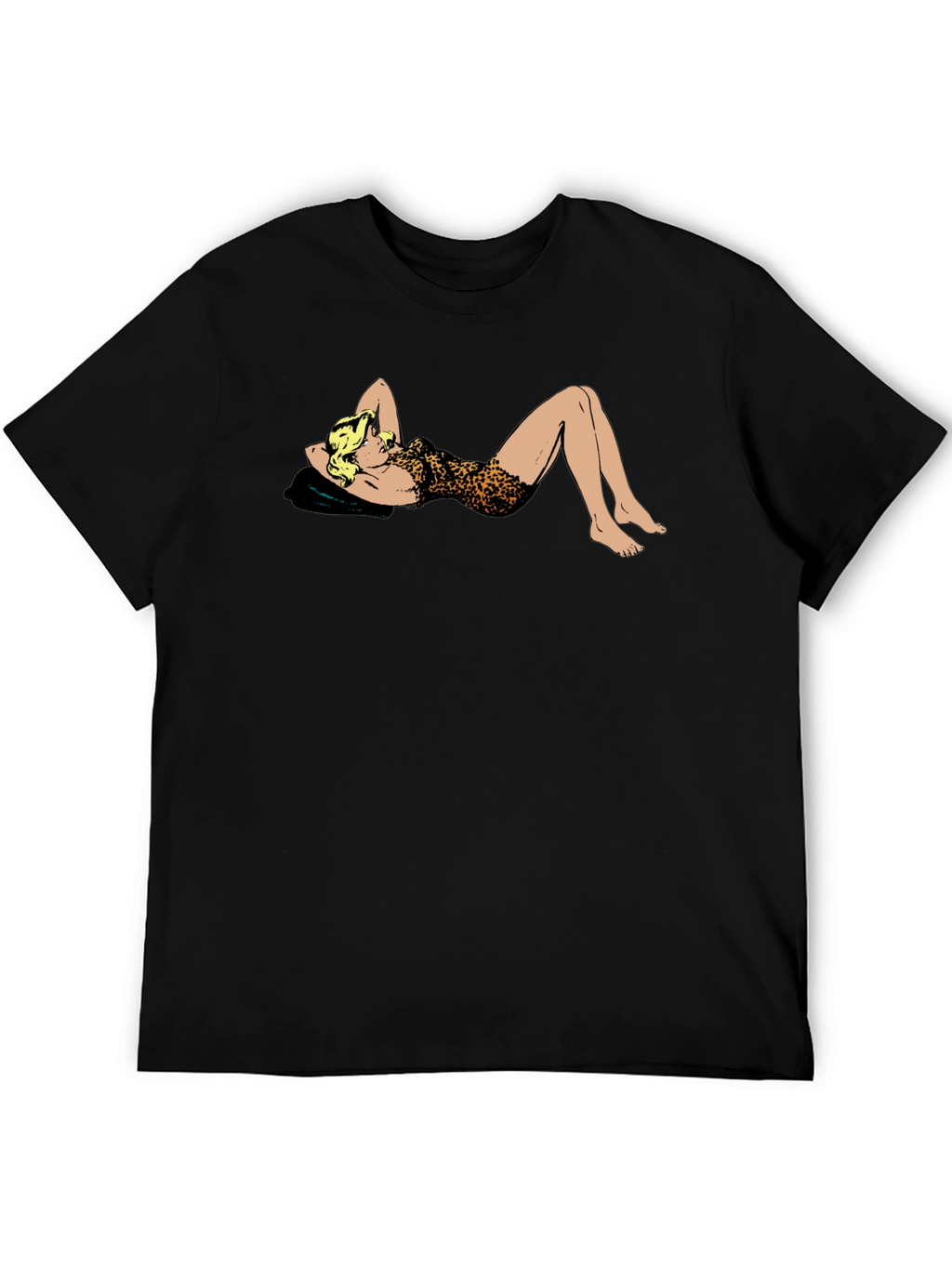 Leopard Print Pin-Up Black T-Shirt