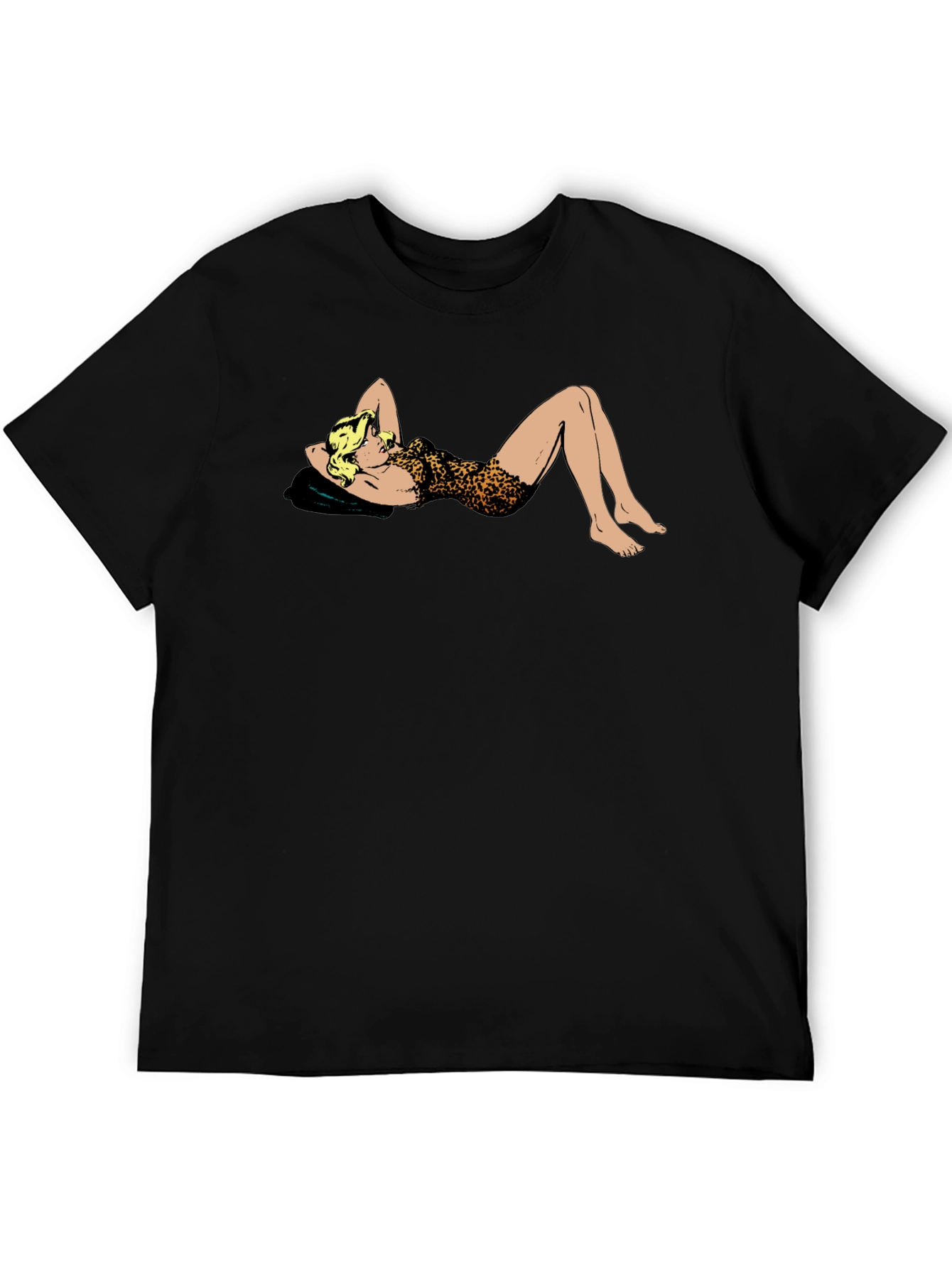 Leopard Print Pin-Up Black T-Shirt
