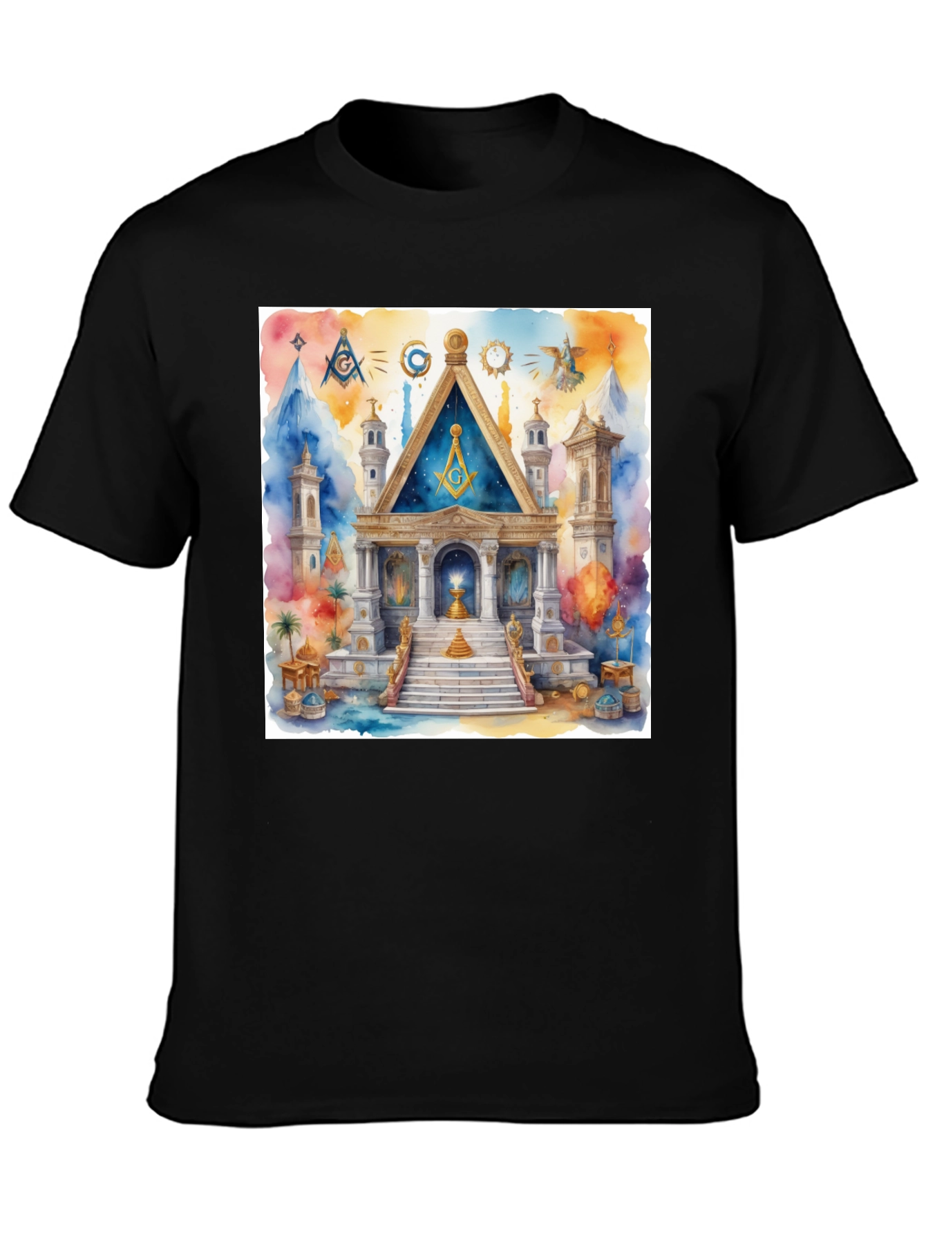 Masonic Lodge Watercolor Art T-Shirt