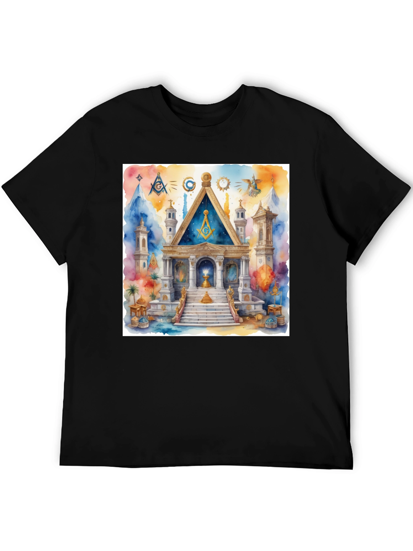Masonic Lodge Watercolor Art T-Shirt