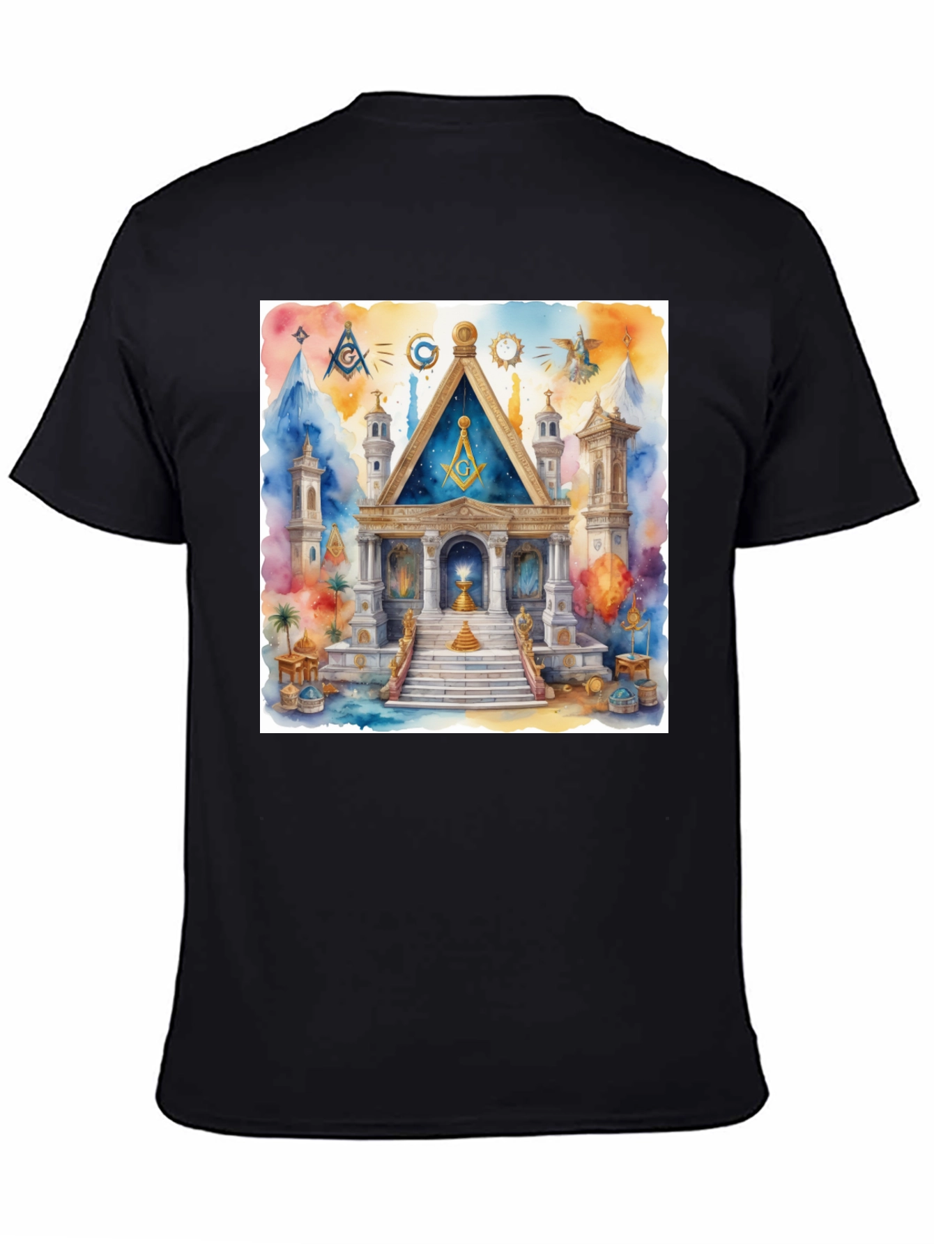 Masonic Lodge Watercolor Art T-Shirt