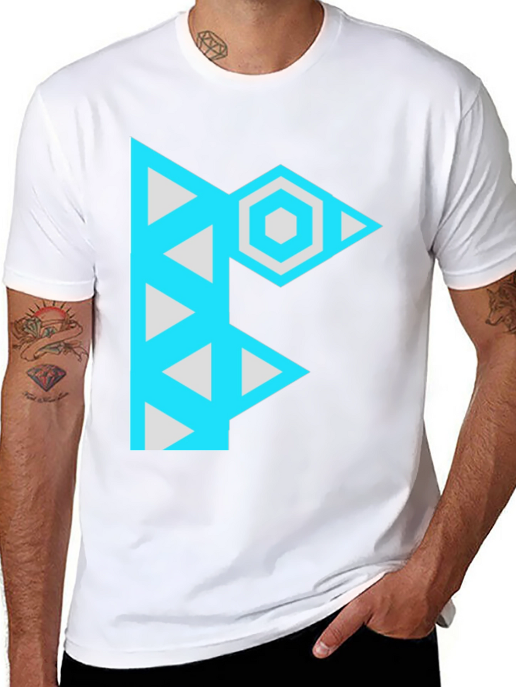 Geometric F Graphic Black T-Shirt