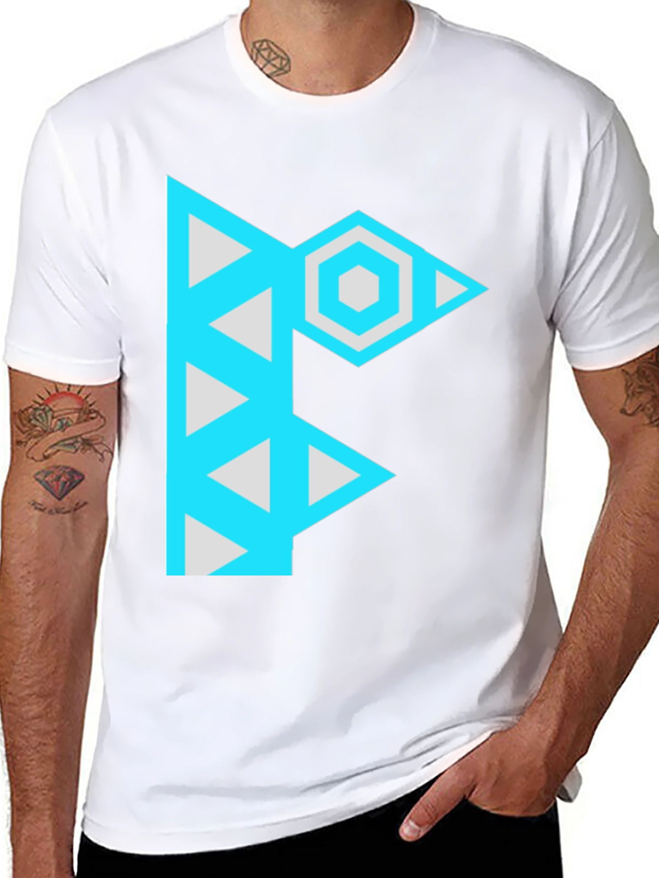 Geometric F Graphic Black T-Shirt