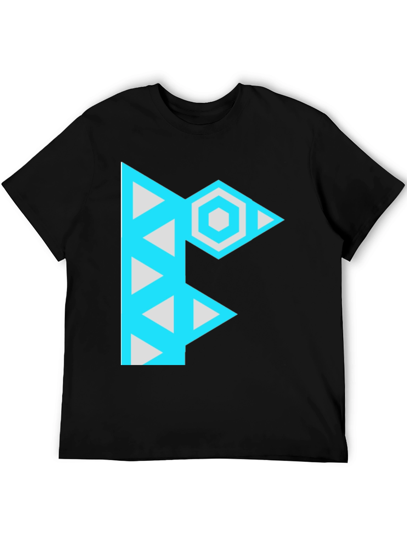 Geometric F Graphic Black T-Shirt