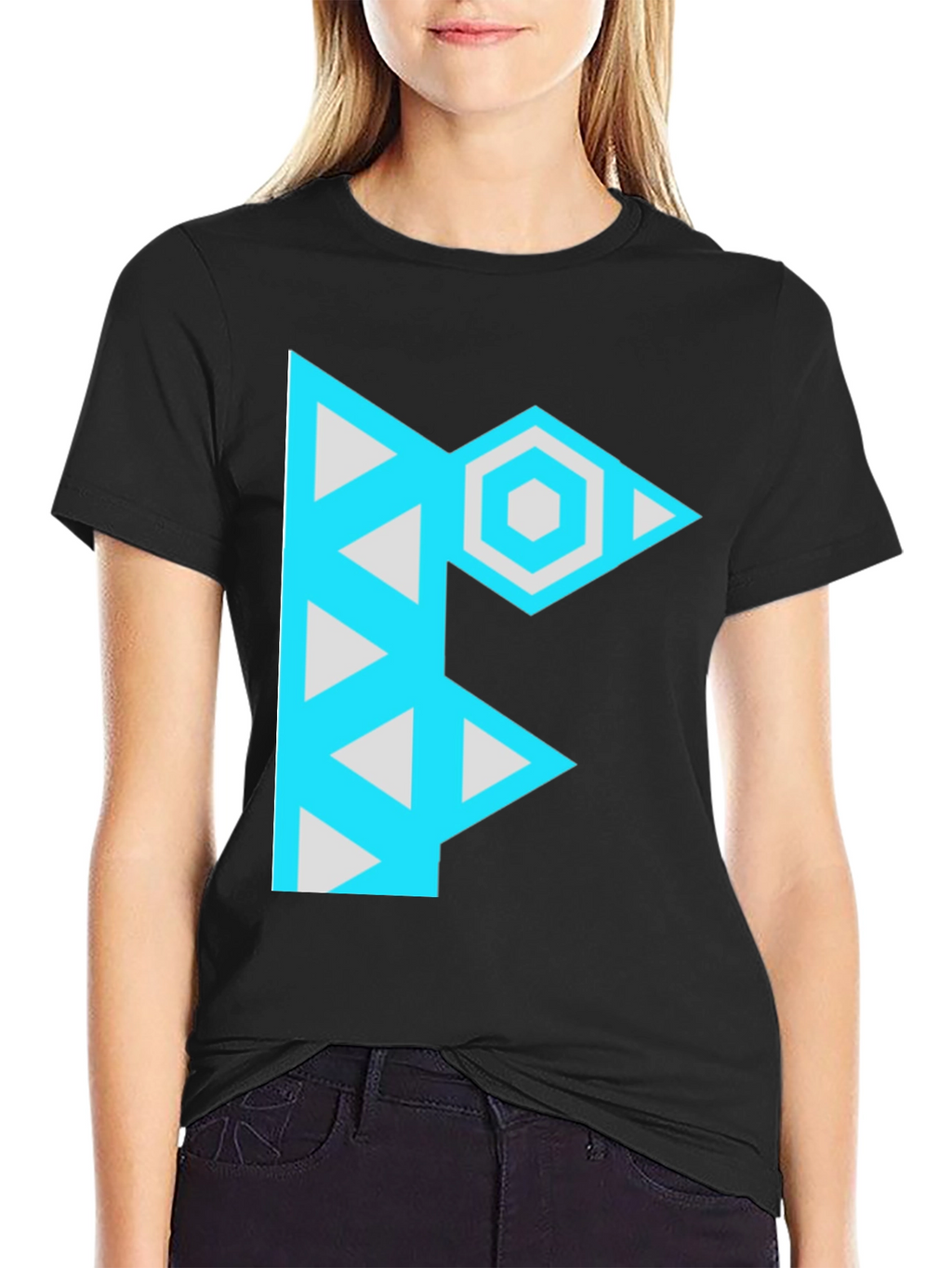 Geometric F Graphic Black T-Shirt