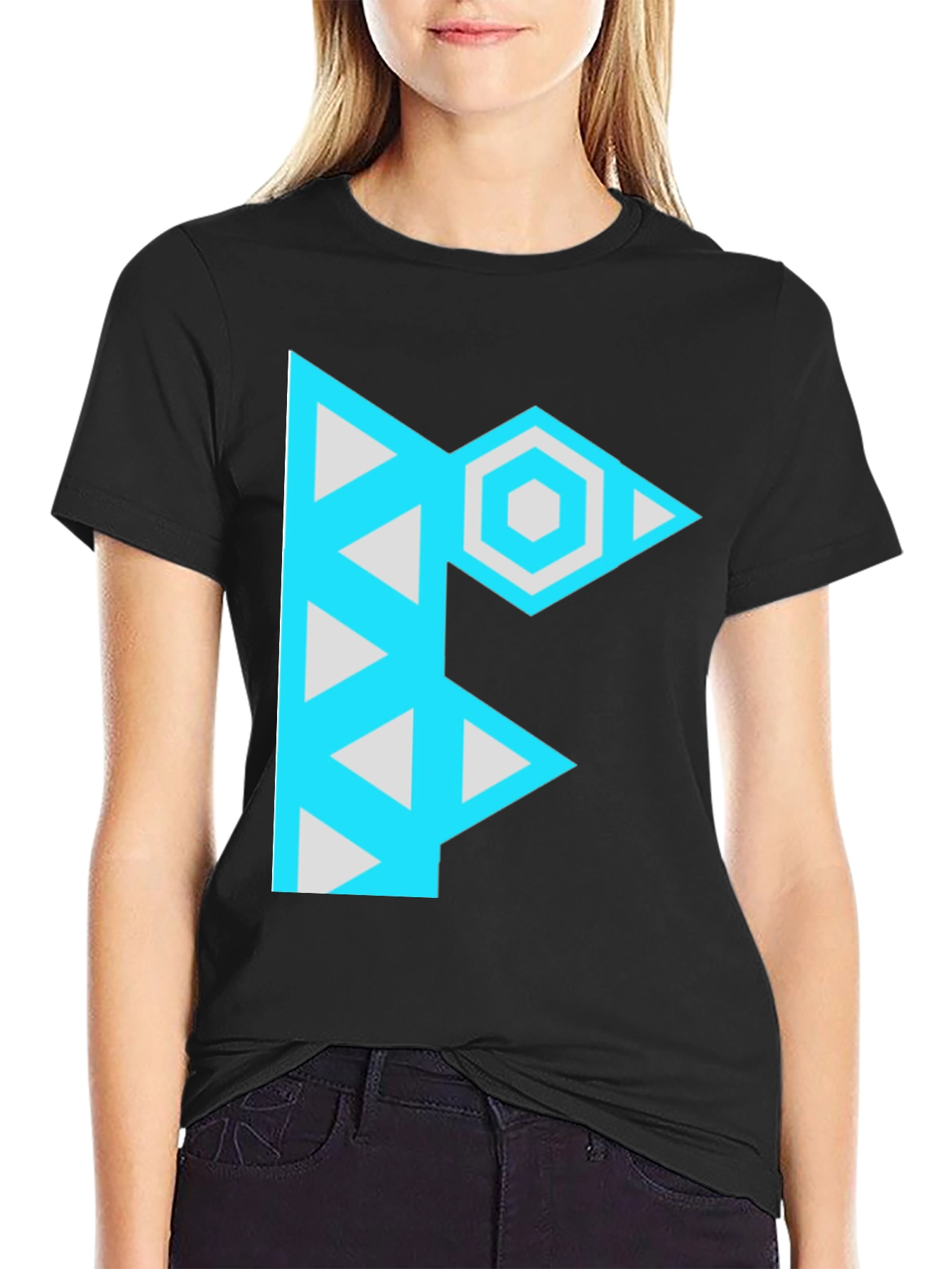 Geometric F Graphic Black T-Shirt