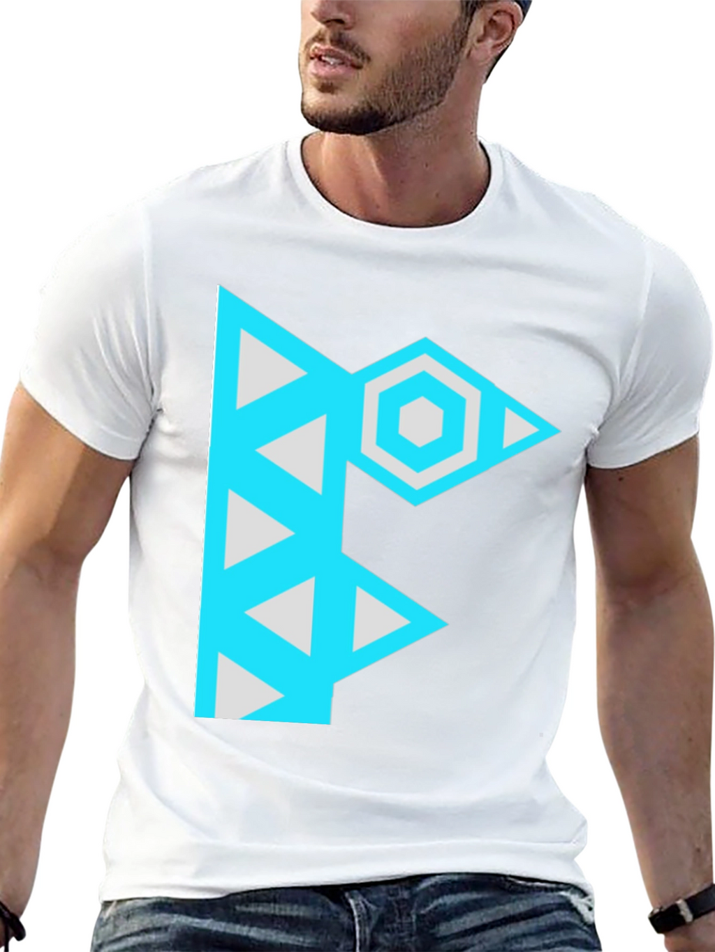 Geometric F Graphic Black T-Shirt
