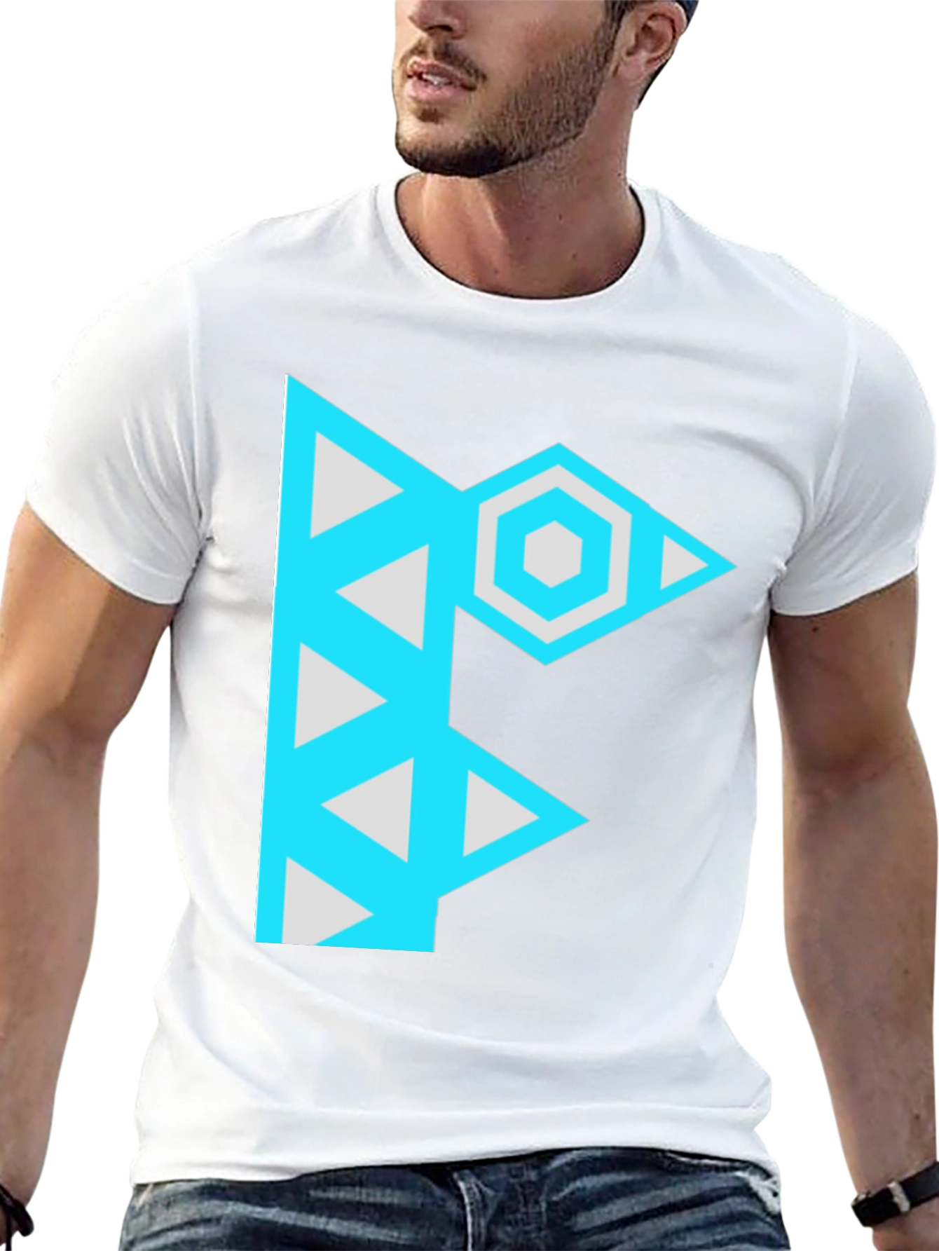 Geometric F Graphic Black T-Shirt