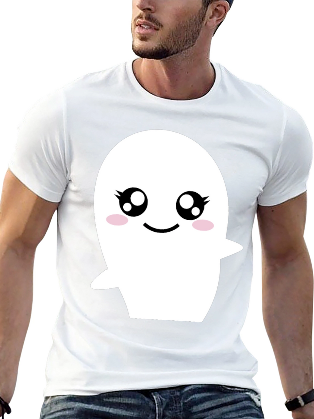 Cute Ghost Graphic Black T-Shirt