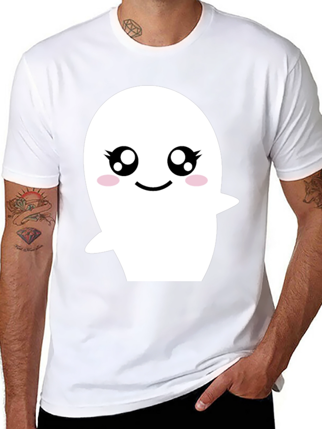 Cute Ghost Graphic Black T-Shirt