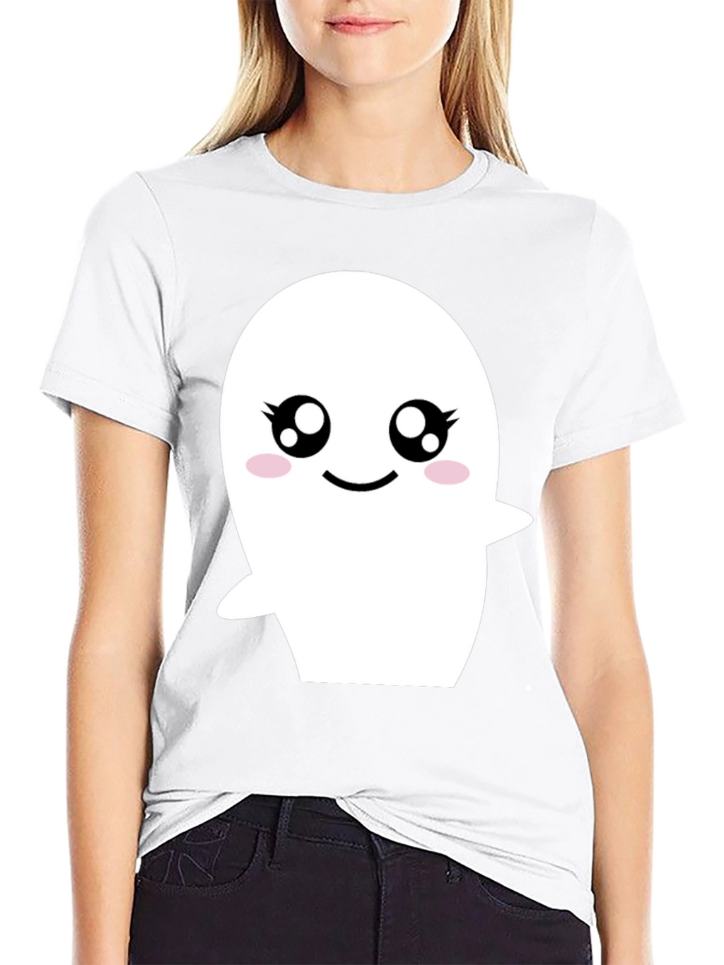 Cute Ghost Graphic Black T-Shirt