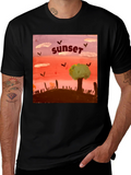 Sunset Graphic T-Shirt - Unique Artistic Design
