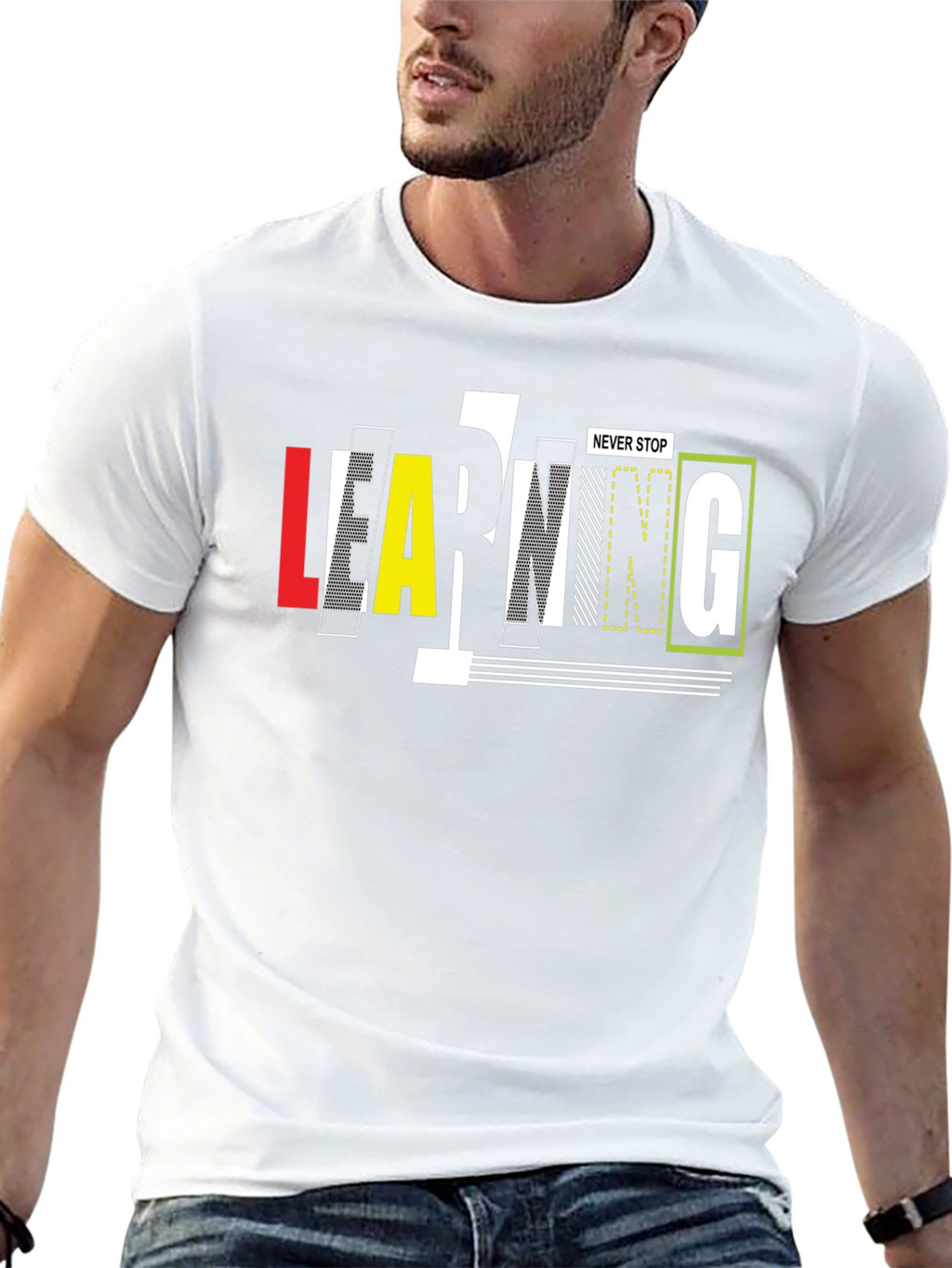 Never Stop Learning Black Graphic Tee