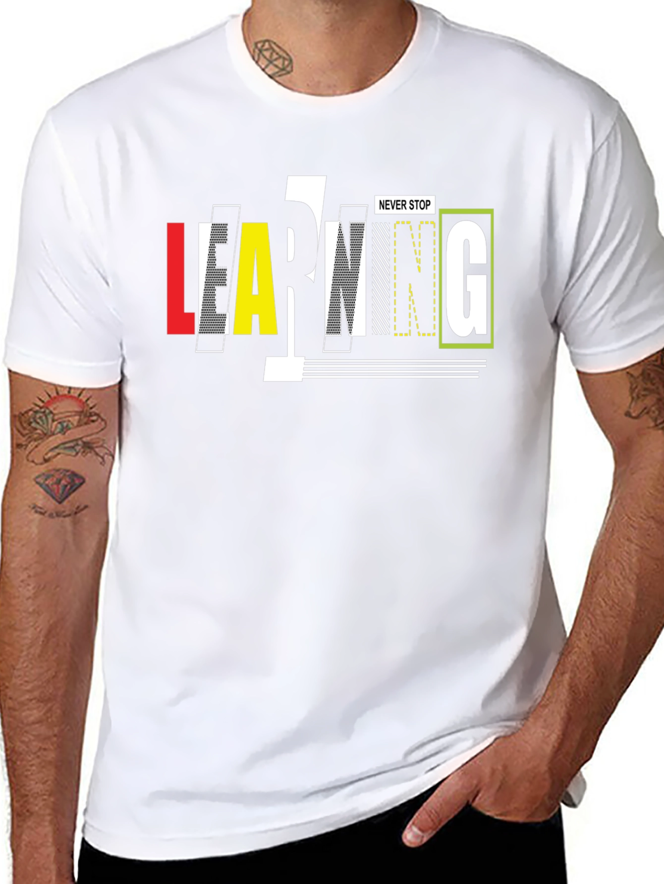 Never Stop Learning Black Graphic Tee