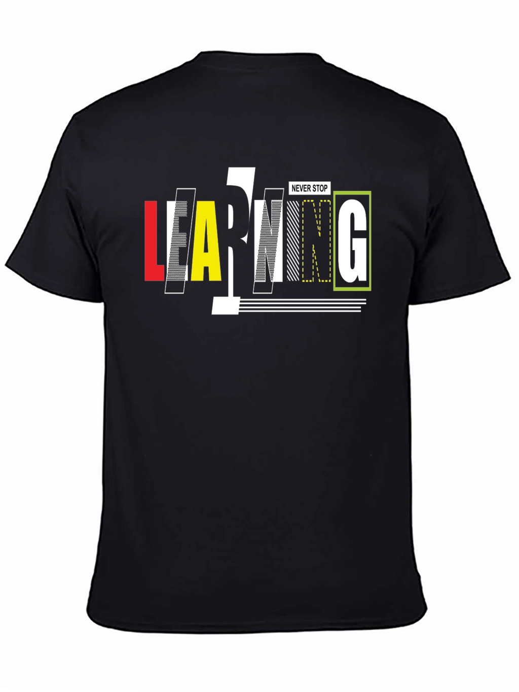 Never Stop Learning Black Graphic Tee