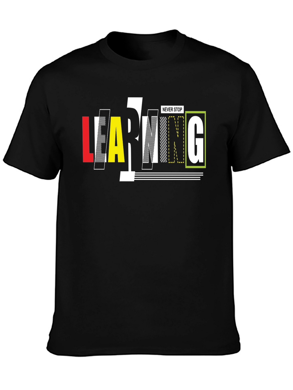 Never Stop Learning Black Graphic Tee