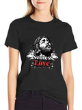 Selfless Love Graphic Tee - Black Cotton Blend T-Shirt