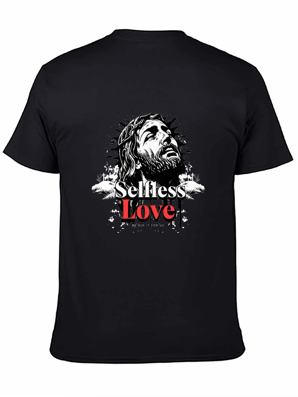 Selfless Love Graphic Tee - Black Cotton Blend T-Shirt