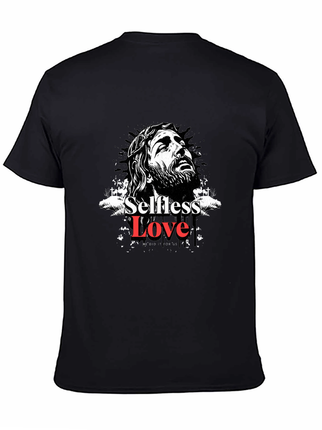 Selfless Love Graphic Tee - Black Cotton Blend T-Shirt