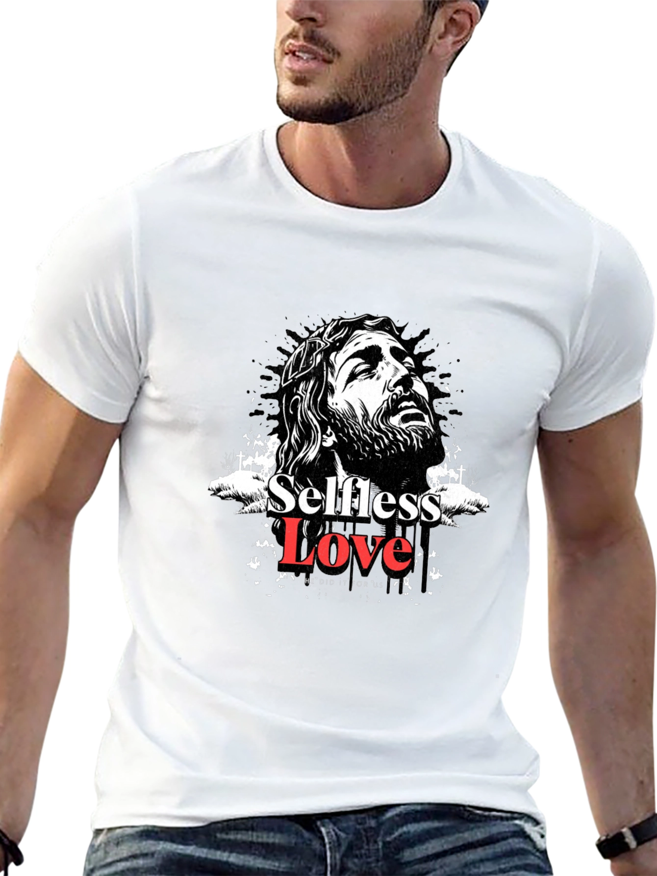 Selfless Love Graphic Tee - Black Cotton Blend T-Shirt