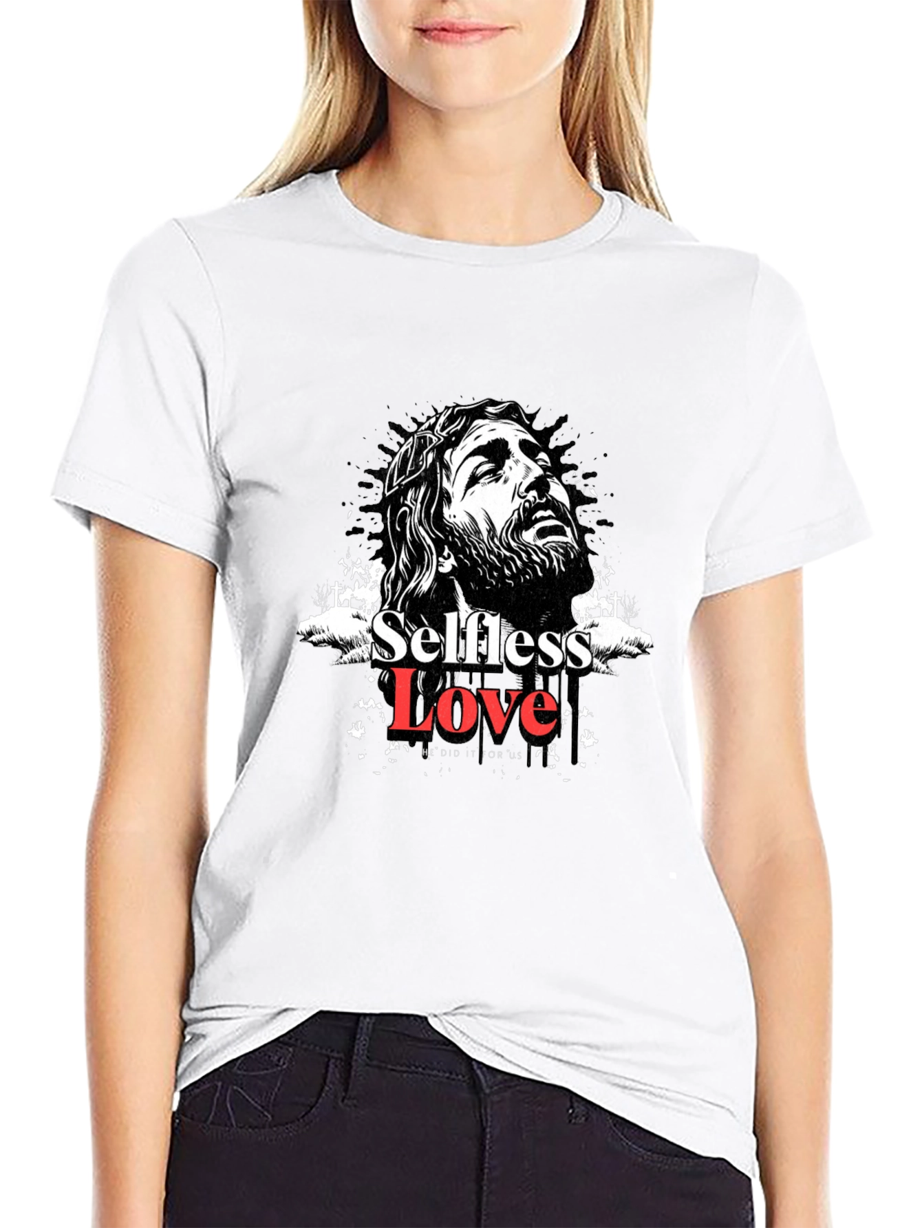 Selfless Love Graphic Tee - Black Cotton Blend T-Shirt
