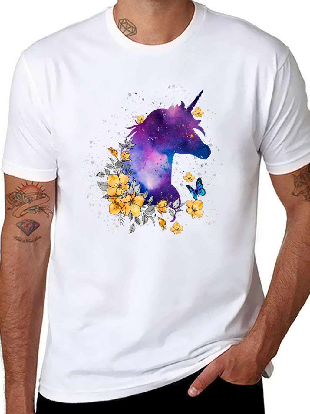 Unicorn Galaxy Floral Graphic Tee