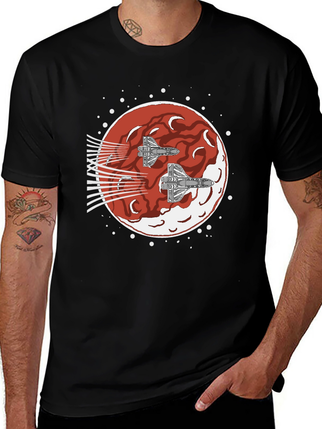 Sci-Fi Spaceship Red Planet T-Shirt