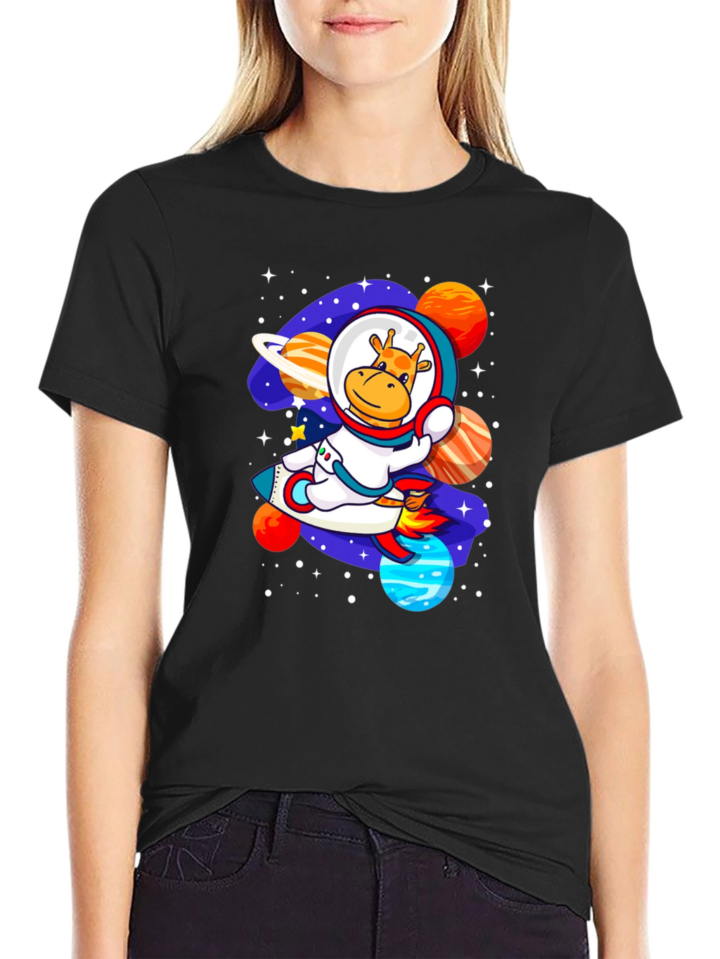 Giraffe Astronaut T-Shirt - Space Adventure Design