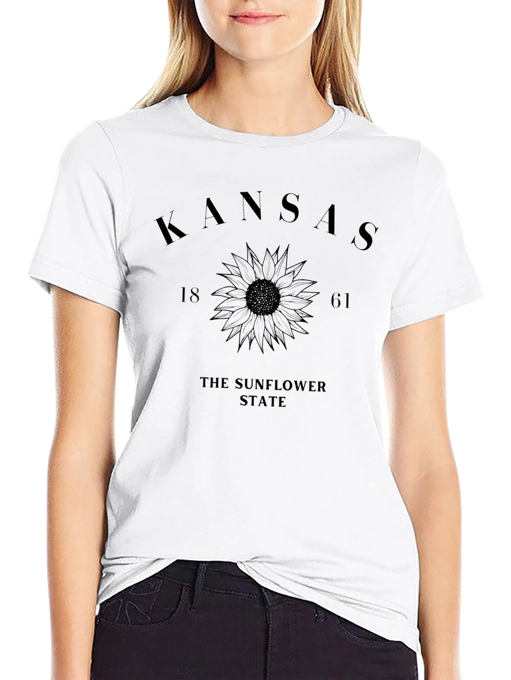 Kansas Sunflower State Graphic Tee - Black
