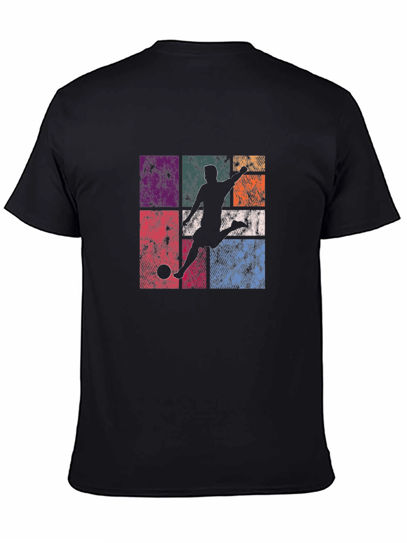 Retro Soccer Player Graphic T-Shirt - Black