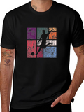 Retro Soccer Player Graphic T-Shirt - Black