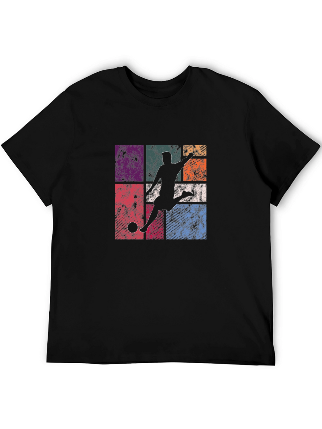 Retro Soccer Player Graphic T-Shirt - Black