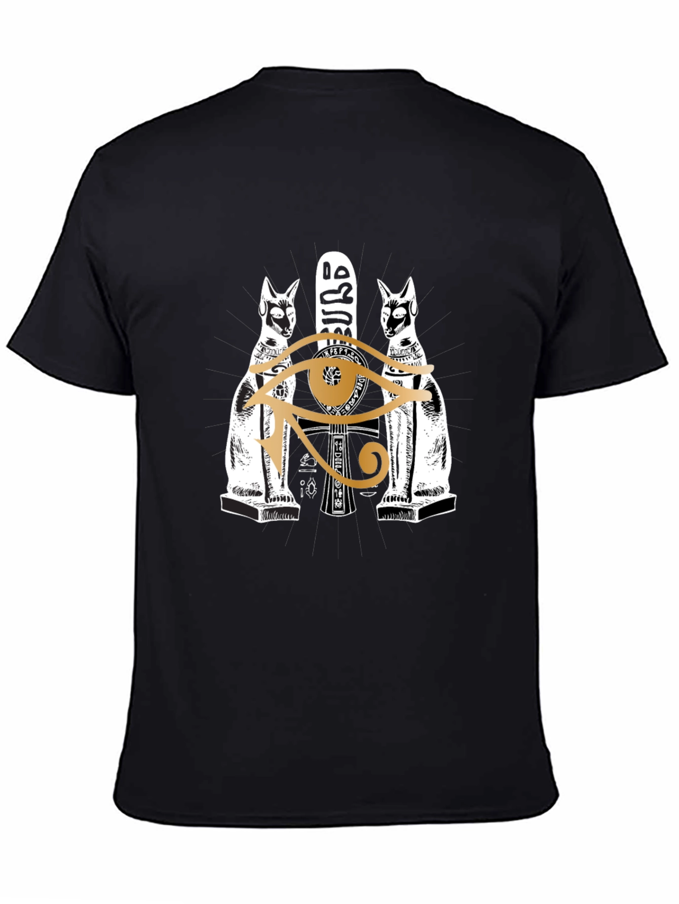 Egyptian Cats & Eye of Horus Graphic Tee - Black