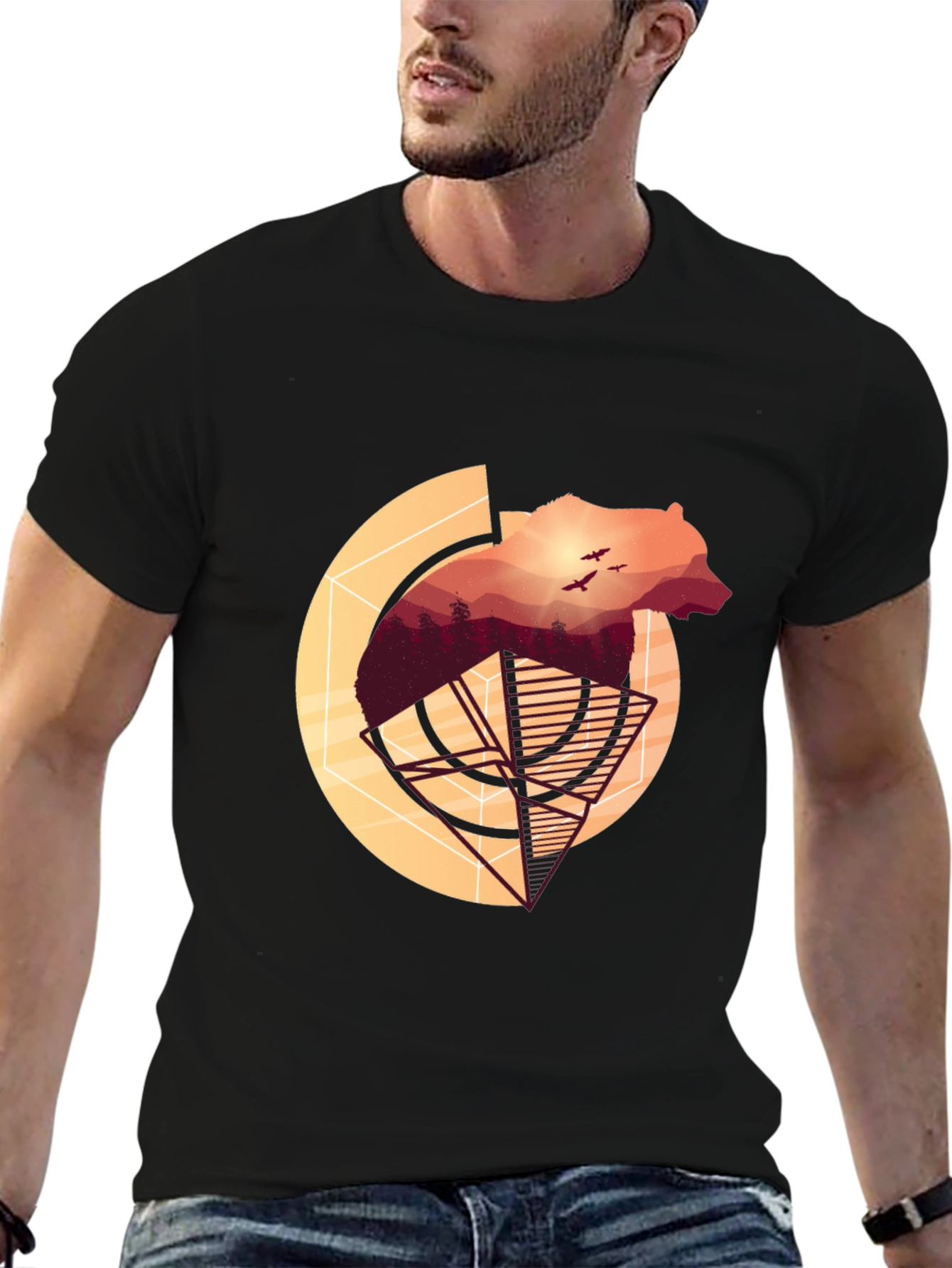 Bear Silhouette Graphic T-Shirt - Nature Inspired Tee