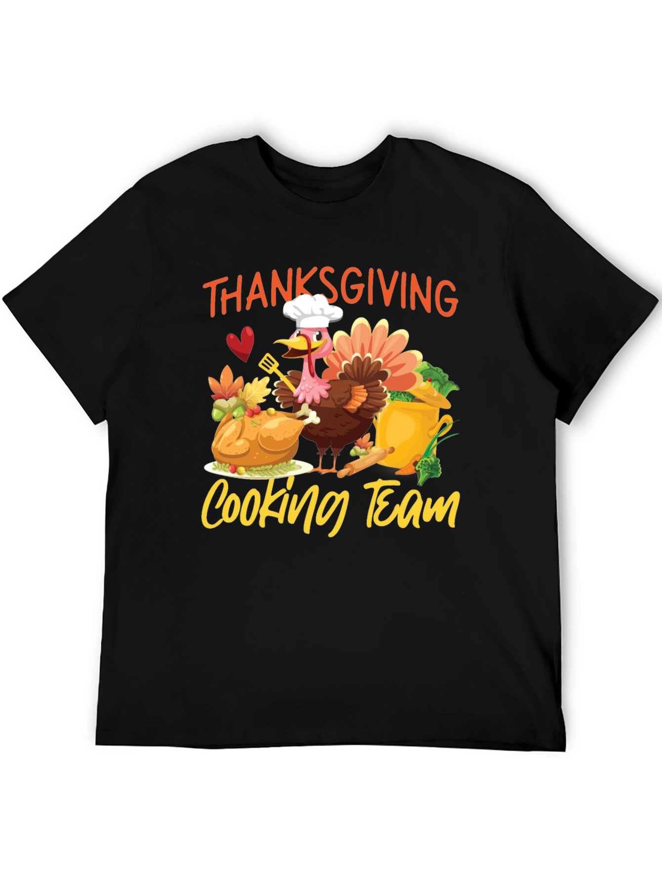 Thanksgiving Cooking Team Black T-Shirt