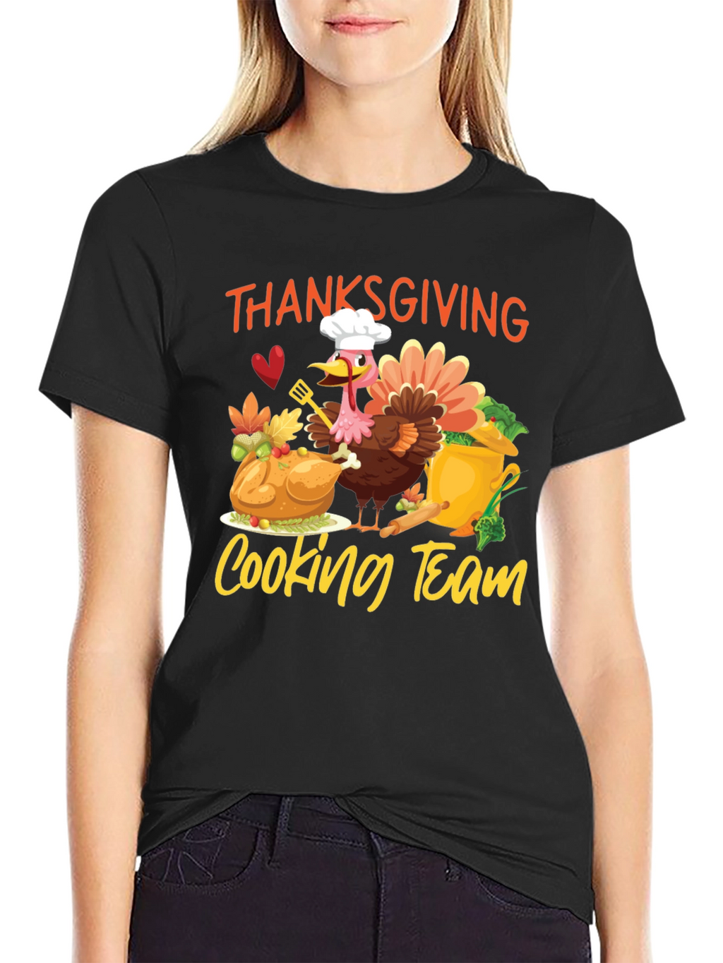 Thanksgiving Cooking Team Black T-Shirt