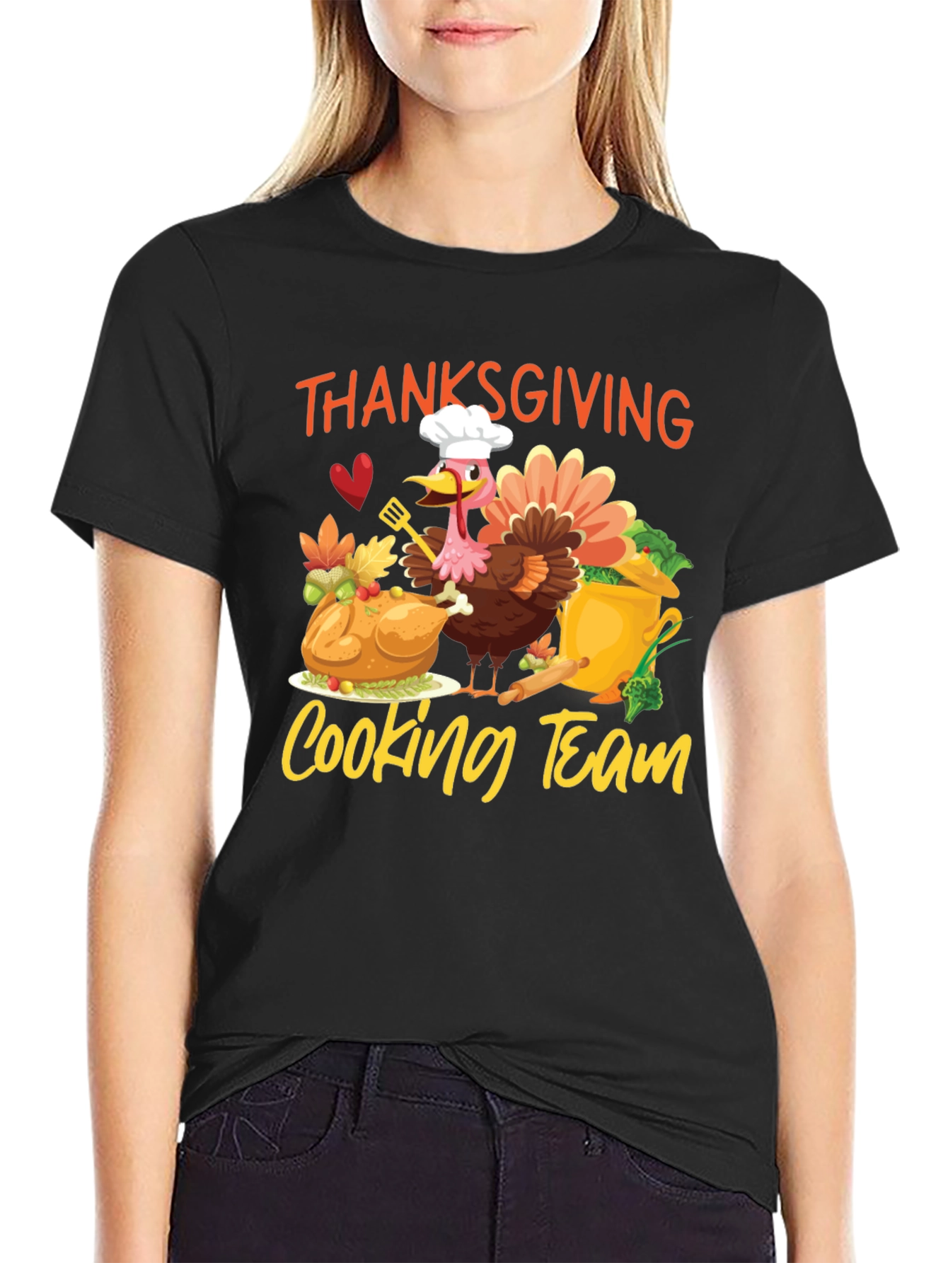 Thanksgiving Cooking Team Black T-Shirt