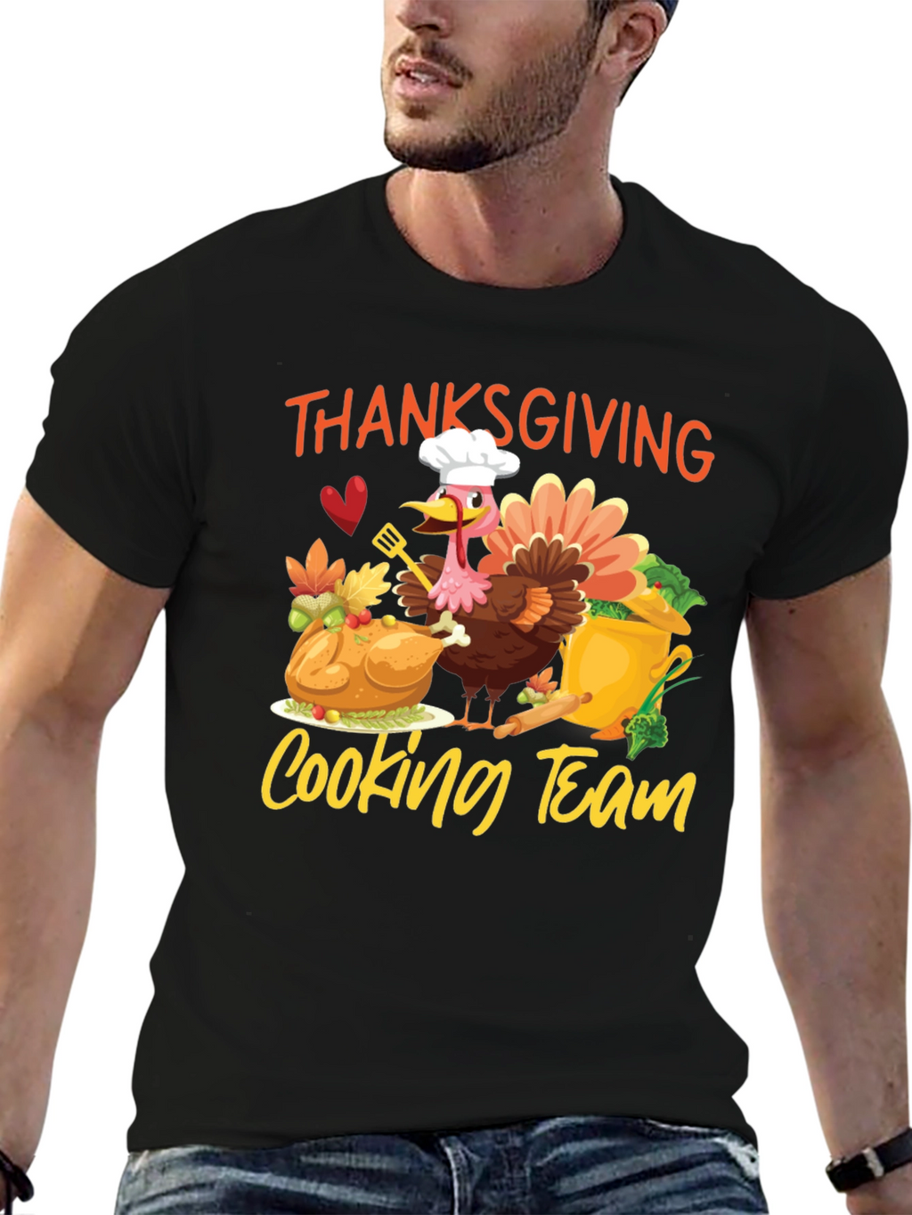Thanksgiving Cooking Team Black T-Shirt