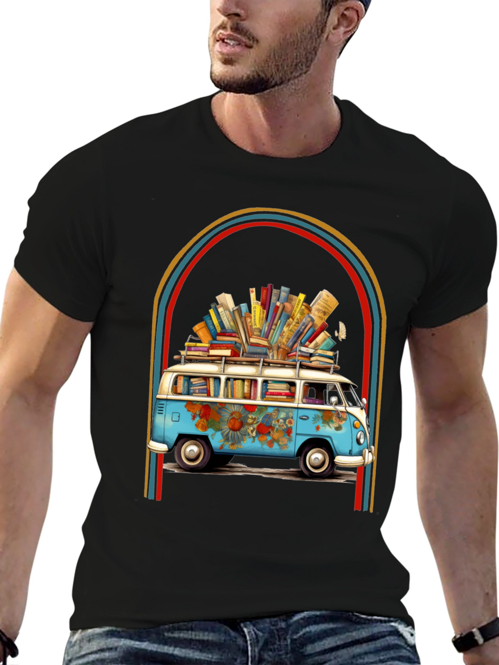 Book Lover Retro Van Graphic Tee