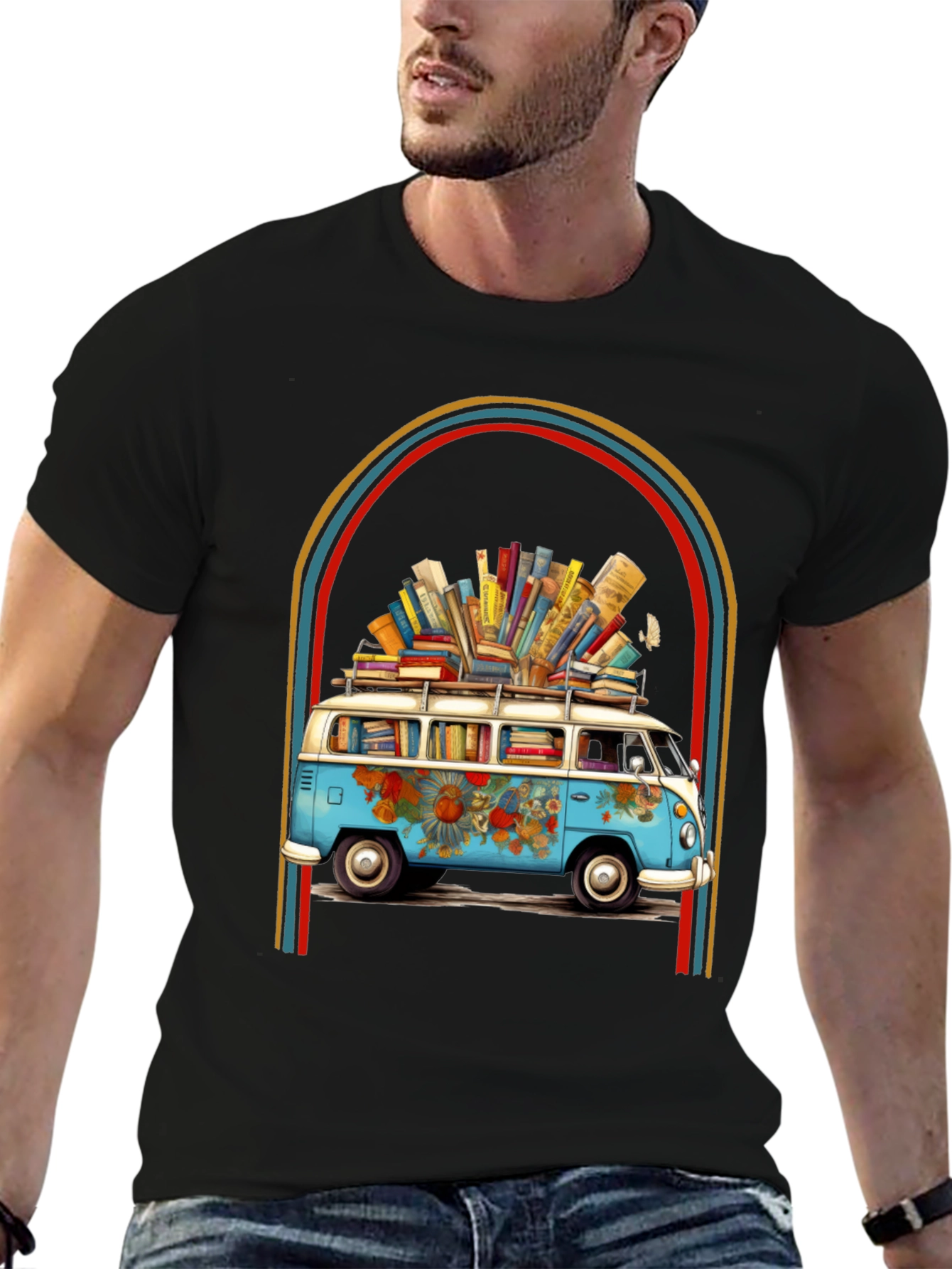Book Lover Retro Van Graphic Tee