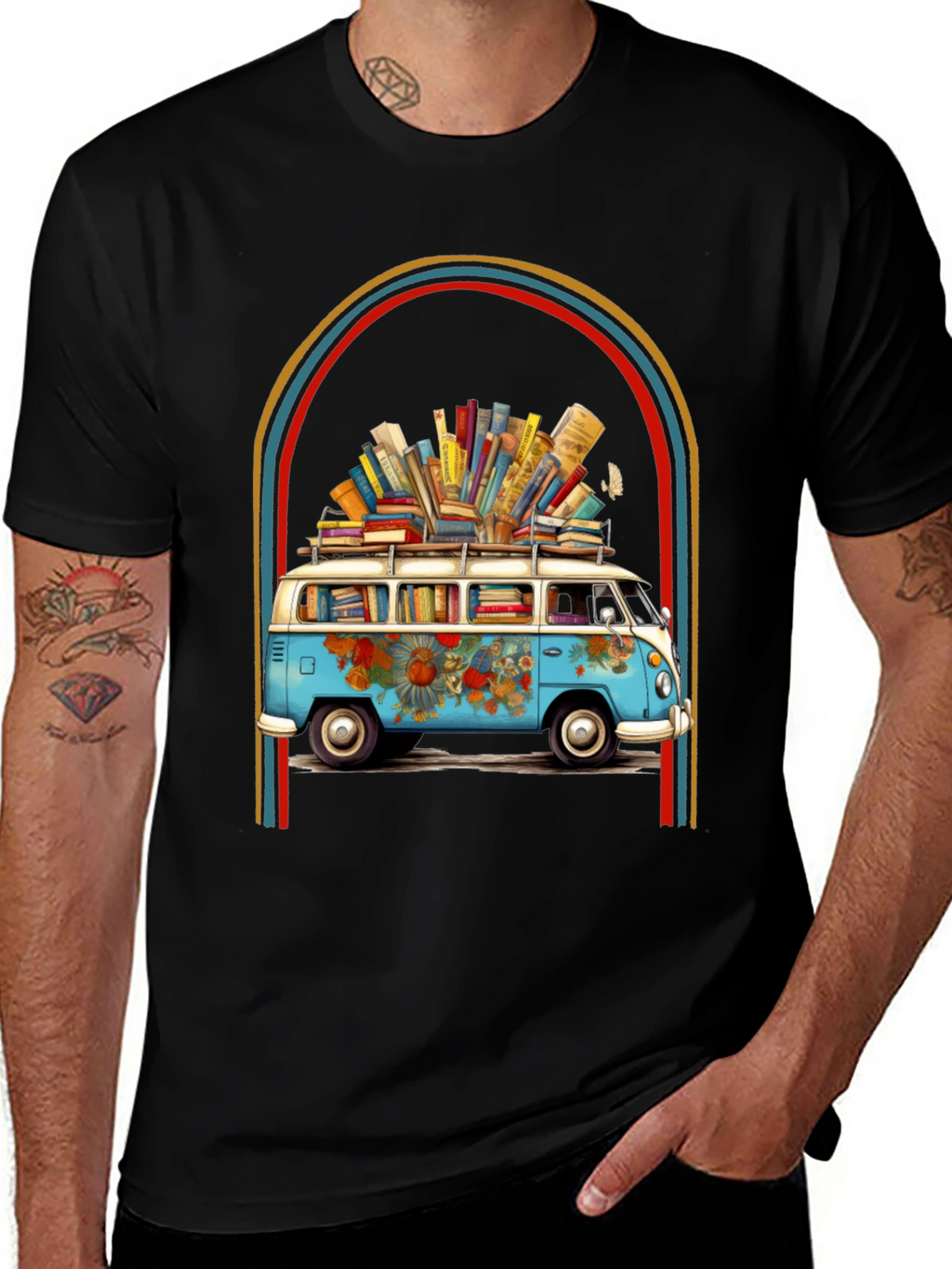 Book Lover Retro Van Graphic Tee