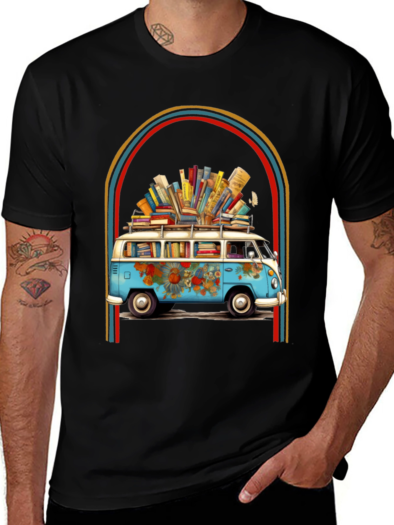 Book Lover Retro Van Graphic Tee