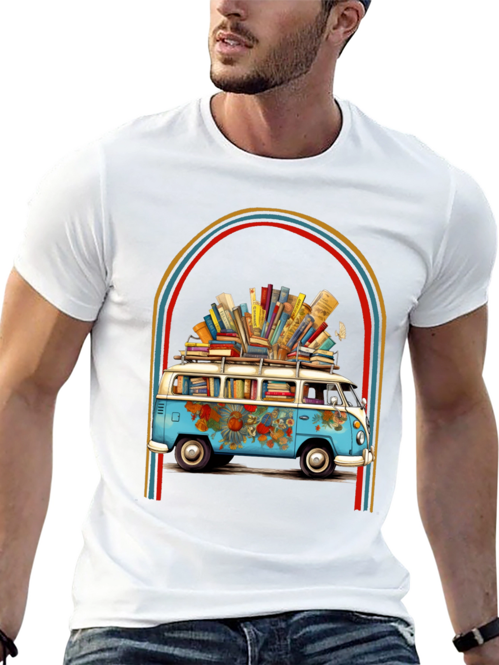 Book Lover Retro Van Graphic Tee