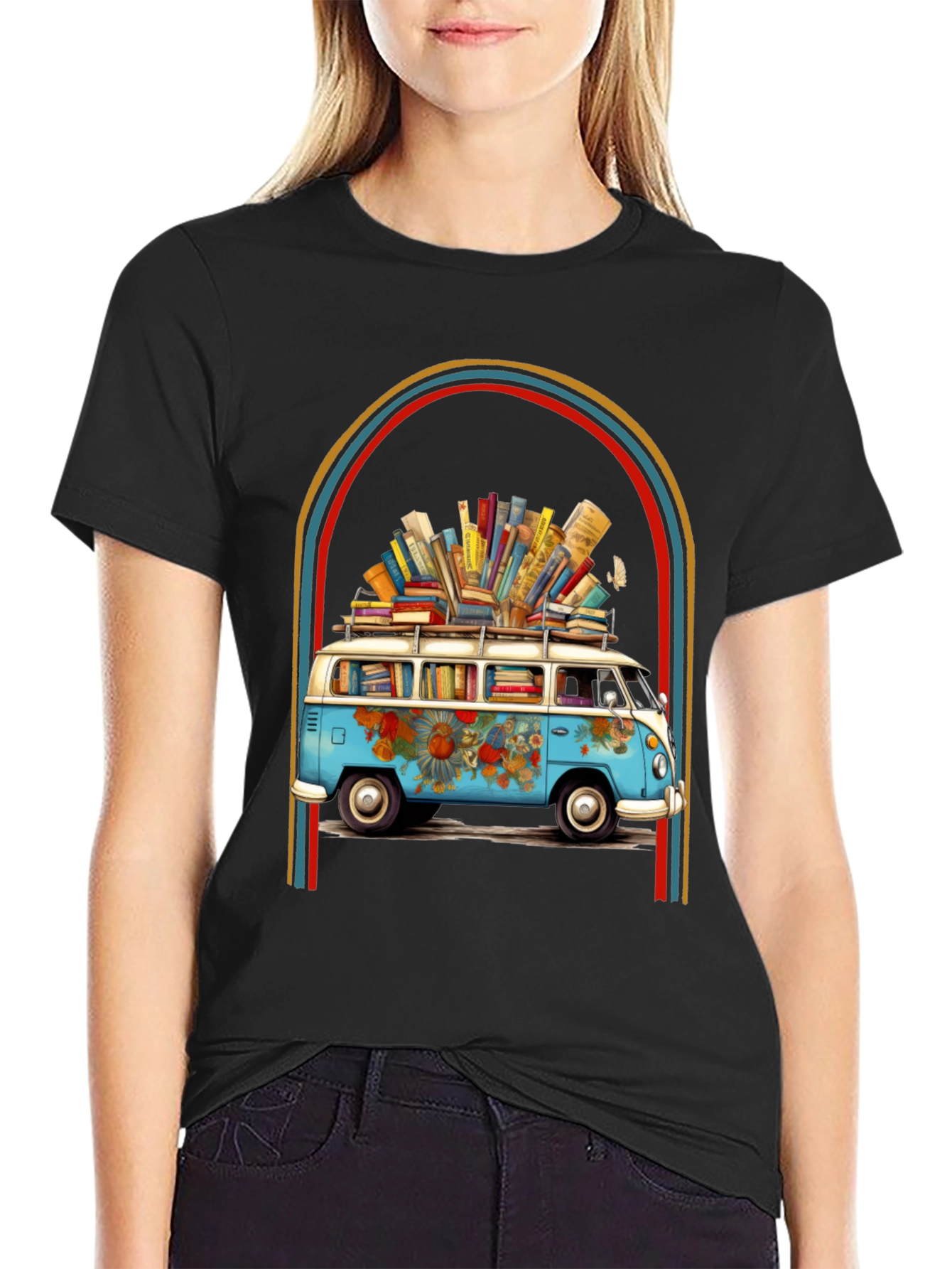 Book Lover Retro Van Graphic Tee