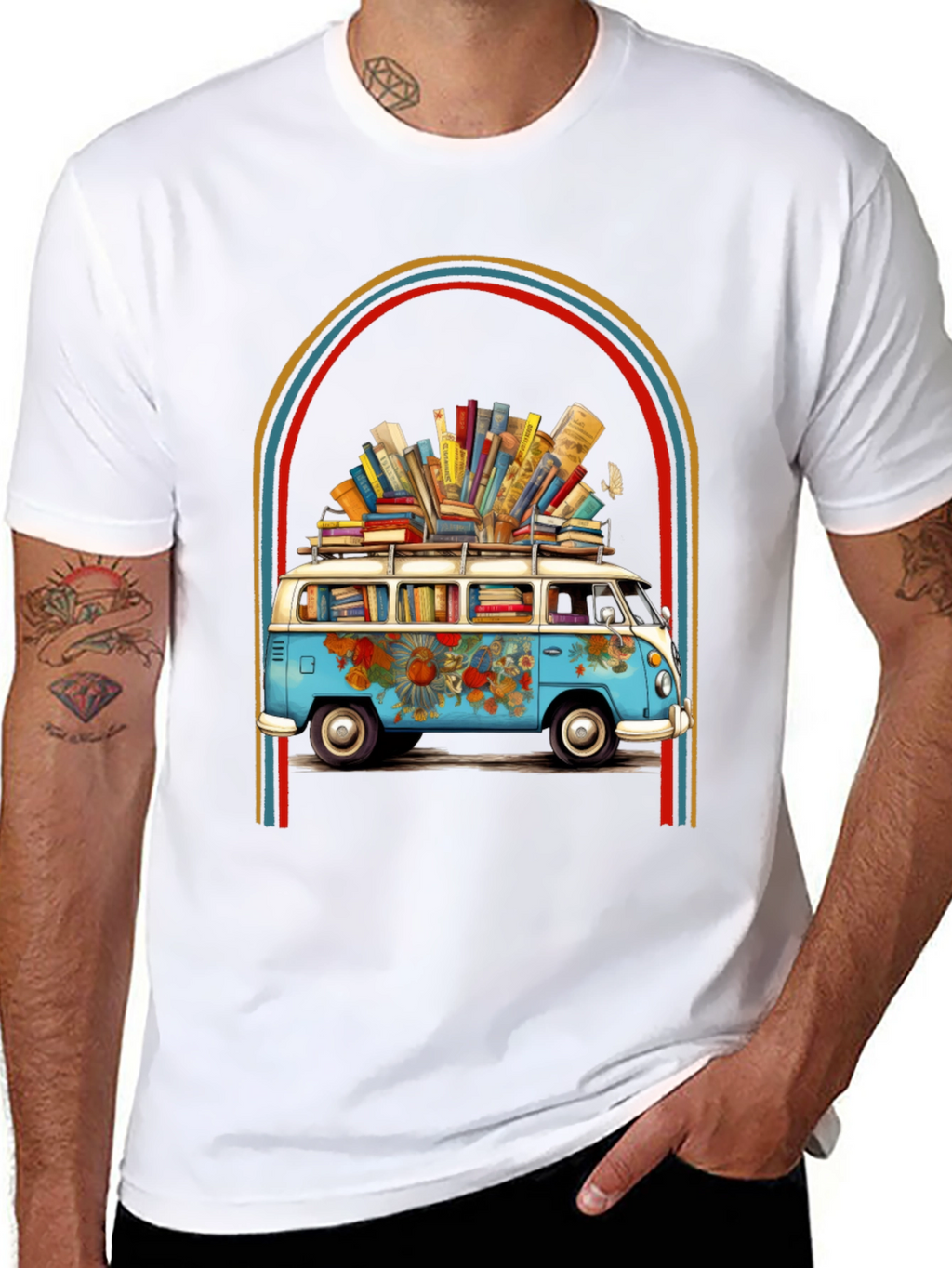 Book Lover Retro Van Graphic Tee