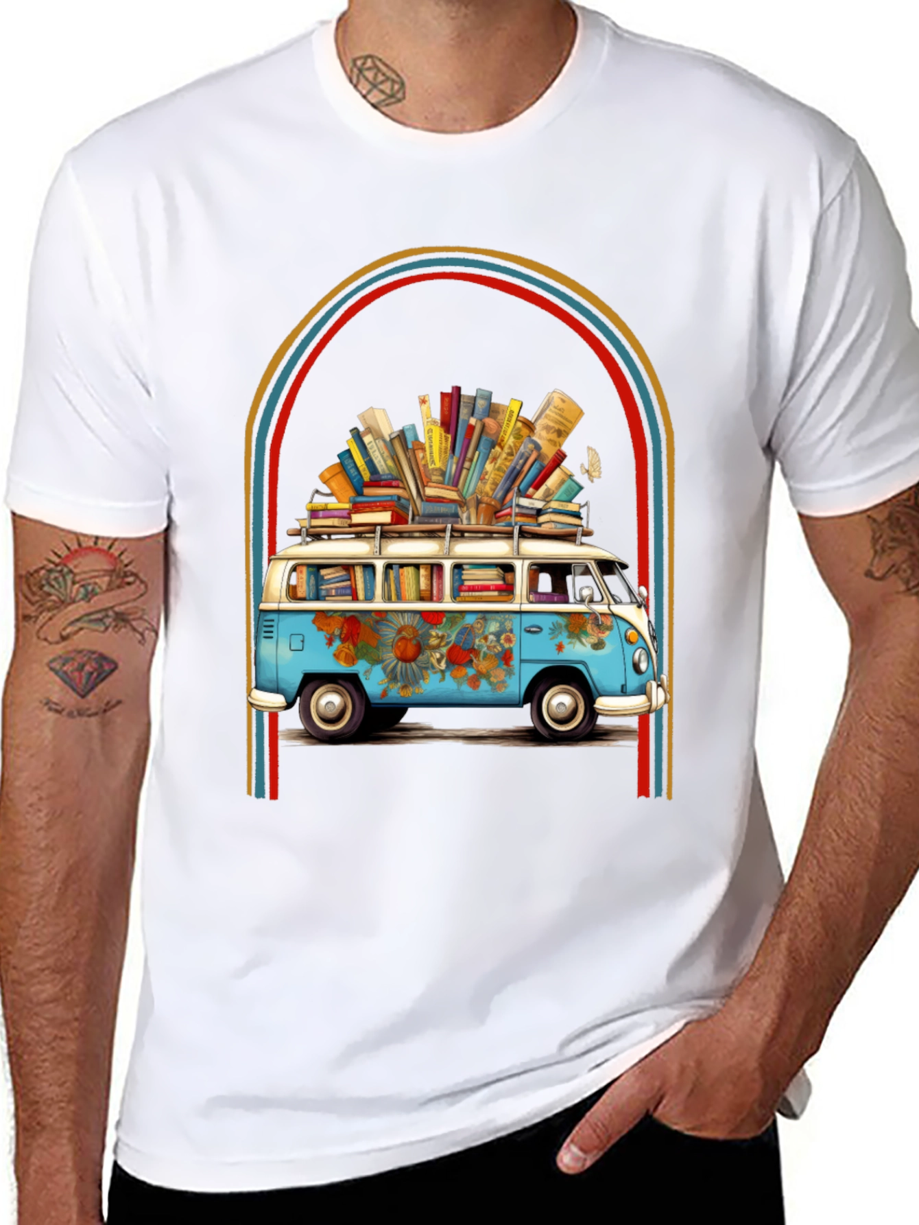 Book Lover Retro Van Graphic Tee