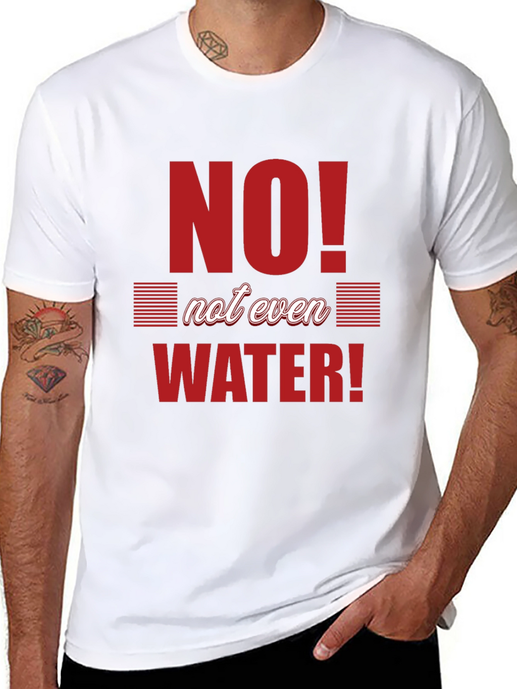 No Water T-Shirt - Black Crew Neck Graphic Tee