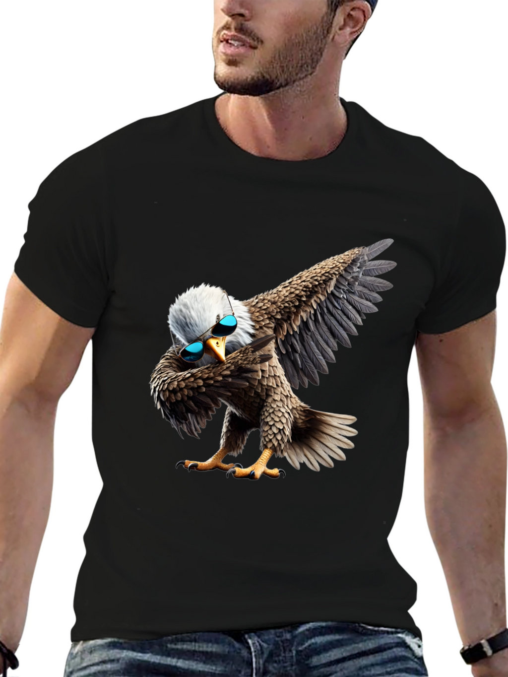 Dabbing Eagle Graphic Tee - Cool Bird Shirt
